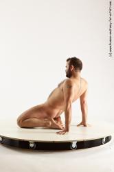 Nude Man White Average Short Brown Sitting poses - ALL Sitting poses - on knees Multi angles poses Realistic